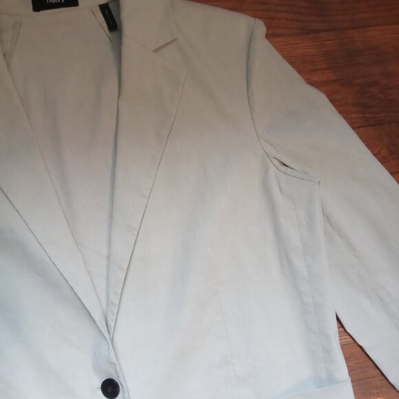 THEORY oversized linen blend blazer in mint (sz4) - Picture 7 of 16